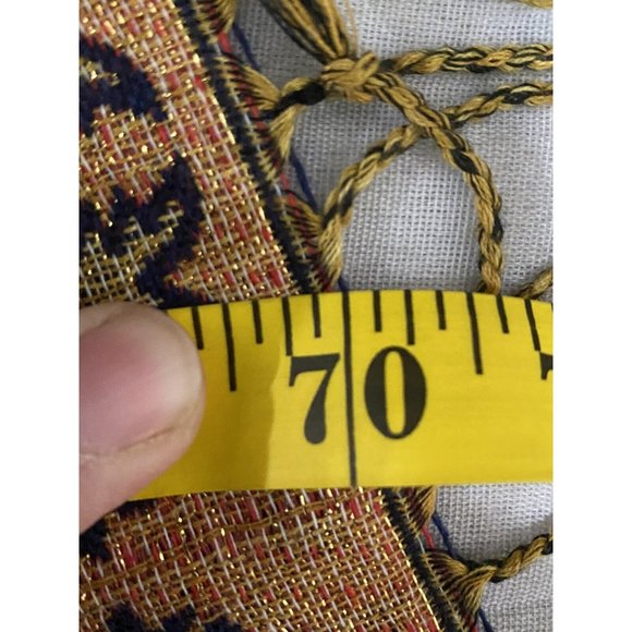 Pashmina Scarf Blue Gold Orange Paisley Floral Print Asian Boho 20”x70” - Picture 4 of 6